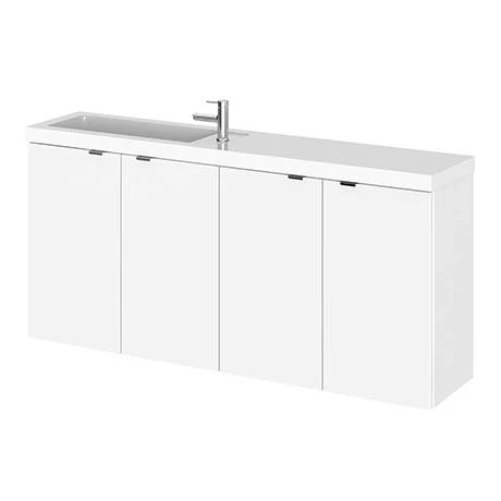 Hudson Reed 1200mm Gloss White Wall Hung Compact Combination Unit (600 Vanity x 2) 1 Hudson Reed 1200mm Gloss White Wall Hung Compact Combination Unit (600 Vanity x 2)
