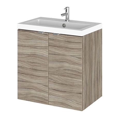 Hudson Reed Fusion 500mm Driftwood Full Depth Wall Hung 2-Door Unit & Basin 1 Hudson Reed Fusion 500mm Driftwood Full Depth Wall Hung 2-Door Unit & Basin