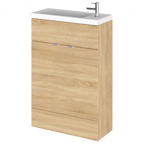 Hudson Reed Fusion Natural Oak 605x260mm Compact Vanity Unit & Basin 1 Hudson Reed Fusion Natural Oak 605x260mm Compact Vanity Unit & Basin