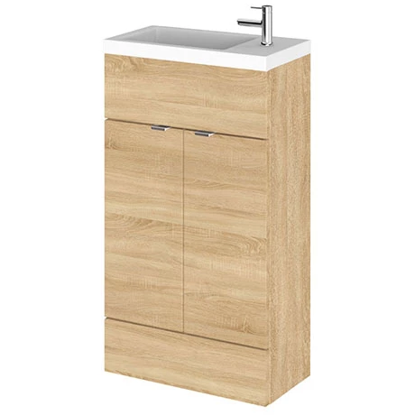 Hudson Reed Fusion Natural Oak 505x260mm Compact Vanity Unit & Basin 1 Hudson Reed Fusion Natural Oak 505x260mm Compact Vanity Unit & Basin
