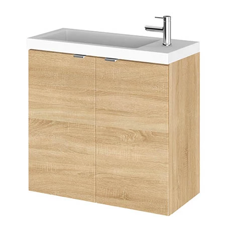 Hudson Reed 600mm Natural Oak Wall Hung Compact Unit & Basin 1 Hudson Reed 600mm Natural Oak Wall Hung Compact Unit & Basin