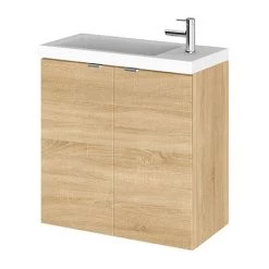 Hudson Reed 500mm Natural Oak Wall Hung Compact Unit & Basin