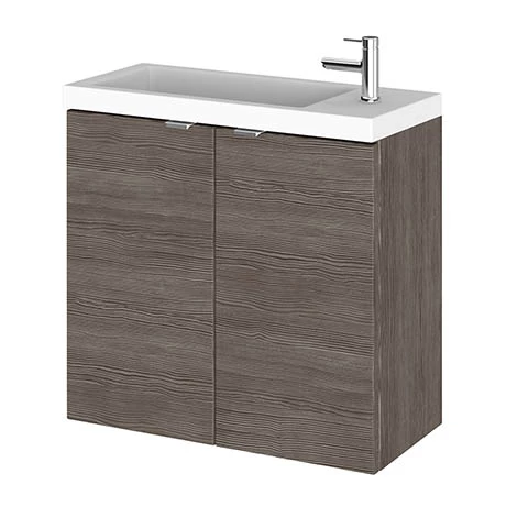 Hudson Reed 600mm Grey Avola Wall Hung Compact Unit & Basin 1 Hudson Reed 600mm Grey Avola Wall Hung Compact Unit & Basin