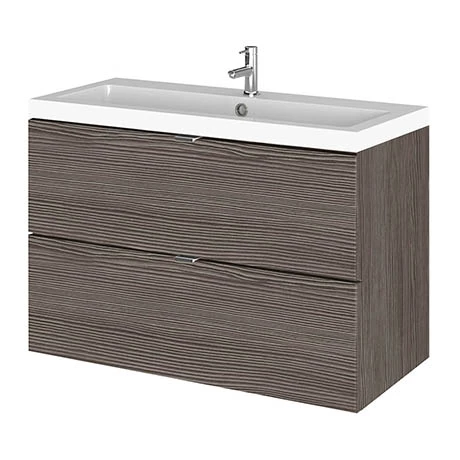 Hudson Reed Fusion 800mm Grey Avola Full Depth Wall Hung 2-Drawer Unit & Basin 1 Hudson Reed Fusion 800mm Grey Avola Full Depth Wall Hung 2-Drawer Unit & Basin