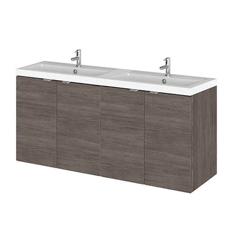 Hudson Reed 1200mm Grey Avola Full Depth Wall Hung Unit & Double Basin 1 Hudson Reed 1200mm Grey Avola Full Depth Wall Hung Unit & Double Basin