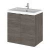 Hudson Reed Fusion 500mm Grey Avola Full Depth Wall Hung 2-Door Unit & Basin