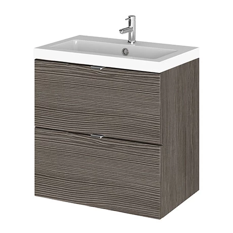 Hudson Reed Fusion 500mm Grey Avola Full Depth Wall Hung 2-Drawer Unit & Basin 1 Hudson Reed Fusion 500mm Grey Avola Full Depth Wall Hung 2-Drawer Unit & Basin