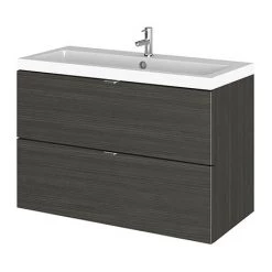 Hudson Reed Fusion 800mm Hacienda Black Full Depth Wall Hung 2-Drawer Unit & Basin