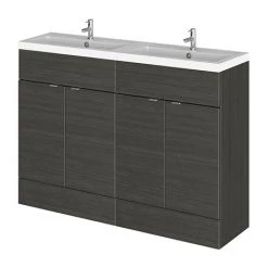 Hudson Reed Fusion 1200mm Black Full Depth Floorstanding Unit & Double Basin
