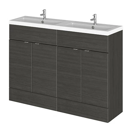Hudson Reed Fusion 1200mm Black Full Depth Floorstanding Unit & Double Basin 1 Hudson Reed Fusion 1200mm Black Full Depth Floorstanding Unit & Double Basin