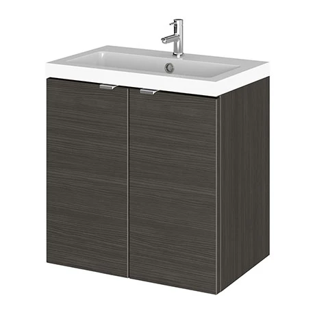 Hudson Reed Fusion 500mm Hacienda Black Full Depth Wall Hung 2-Door Unit & Basin 1 Hudson Reed Fusion 500mm Hacienda Black Full Depth Wall Hung 2-Door Unit & Basin