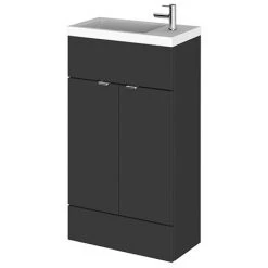 Hudson Reed Fusion Gloss Grey 505x260mm Compact Vanity Unit & Basin