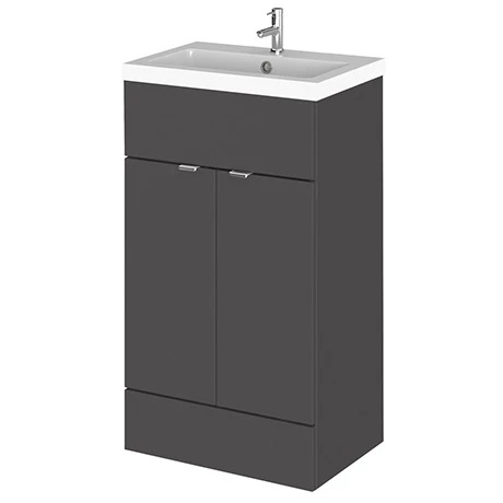 Hudson Reed Fusion Gloss Grey 505x360mm Vanity Unit & Basin 1 Hudson Reed Fusion Gloss Grey 505x360mm Vanity Unit & Basin