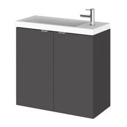 Hudson Reed 600mm Gloss Grey Wall Hung Compact Unit & Basin