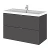 Hudson Reed Fusion 800mm Gloss Grey Full Depth Wall Hung 2-Drawer Unit & Basin
