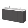 Hudson Reed 1200mm Gloss Grey Wall Hung Combination Unit & Double Basin (600 Vanity x 2)