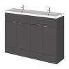 Hudson Reed Fusion 1200mm Gloss Grey Full Depth Floorstanding Unit & Double Basin