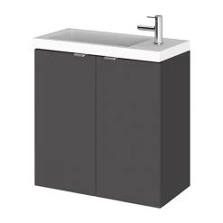Hudson Reed 500mm Gloss Grey Wall Hung Compact Unit & Basin