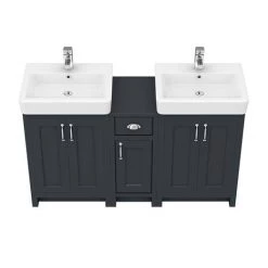 Chatsworth Traditional Graphite Double Basin Vanity + Cupboard Combination Unit 8 Chatsworth Traditional Graphite Double Basin Vanity + Cupboard Combination Unit -Vanity Units Sales Store CBLK142PK n d2 460