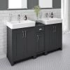 Chatsworth Traditional Graphite Double Basin Vanity + Cupboard Combination Unit