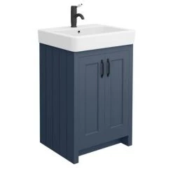 Chatsworth Traditional Blue Double Basin Vanity + Cupboard Combination Unit with Matt Black Handles 6 Chatsworth Traditional Blue Double Basin Vanity + Cupboard Combination Unit with Matt Black Handles -Vanity Units Sales Store CBLU142PKMB d2 460