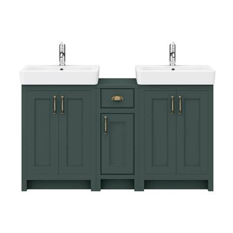 Chatsworth Traditional Green Double Basin Vanity + Cupboard Combination Unit 3 Chatsworth Traditional Green Double Basin Vanity + Cupboard Combination Unit - Image 3