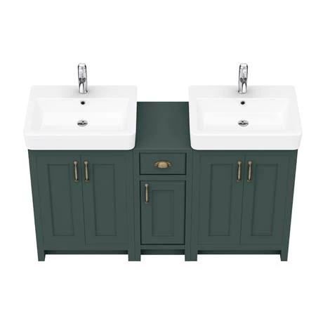 Chatsworth Traditional Green Double Basin Vanity + Cupboard Combination Unit 4 Chatsworth Traditional Green Double Basin Vanity + Cupboard Combination Unit - Image 4