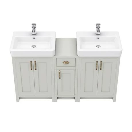 Chatsworth Traditional Grey Double Basin Vanity + Cupboard Combination Unit 3 Chatsworth Traditional Grey Double Basin Vanity + Cupboard Combination Unit - Image 3