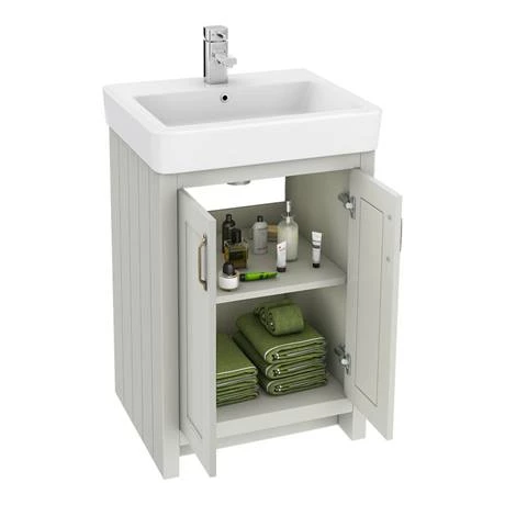 Chatsworth Traditional Grey Double Basin Vanity + Cupboard Combination Unit 4 Chatsworth Traditional Grey Double Basin Vanity + Cupboard Combination Unit - Image 4
