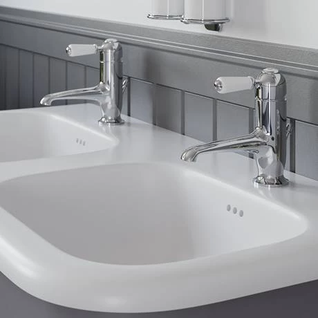 Burlington Chalfont 1000mm Classic Grey Single Drawer Double Basin Unit with Chrome Handles 2 Burlington Chalfont 1000mm Classic Grey Single Drawer Double Basin Unit with Chrome Handles - Image 2