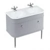 Burlington Chalfont 1000mm Classic Grey Single Drawer Double Basin Unit with Chrome Handles