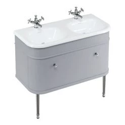 Burlington Chalfont 1000mm Classic Grey Single Drawer Double Basin Unit with Chrome Handles