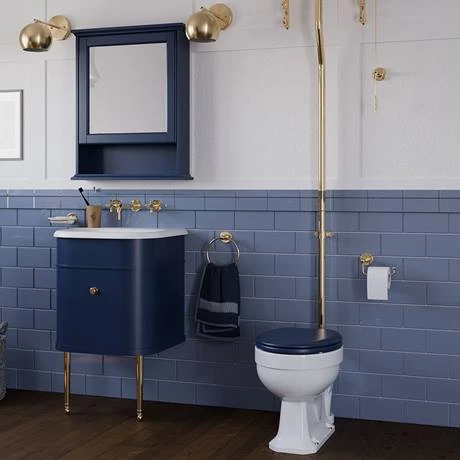 Burlington Chalfont 550mm Blue Single Drawer Vanity Unit with Gold Handle 3 Burlington Chalfont 550mm Blue Single Drawer Vanity Unit with Gold Handle - Image 3