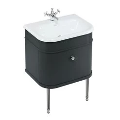Burlington Chalfont 650mm Matt Black Single Drawer Vanity Unit with Chrome Handle