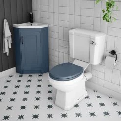Chatsworth Traditional Blue Corner Vanity Unit with Matt Black Handle -Vanity Units Sales Store CHATCRNBLUMB d2 460