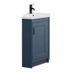 Chatsworth Traditional Blue Corner Vanity Unit with Matt Black Handle -Vanity Units Sales Store CHATCRNBLUMB detail3 460