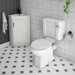 Chatsworth Traditional Grey Corner Vanity Unit with Matt Black Handle -Vanity Units Sales Store CHATCRNGRYMB d2 460