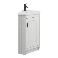 Chatsworth Traditional Grey Corner Vanity Unit with Matt Black Handle -Vanity Units Sales Store CHATCRNGRYMB d3 460