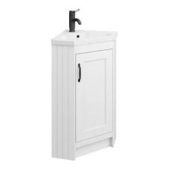Chatsworth Traditional White Corner Vanity Unit with Matt Black Handle -Vanity Units Sales Store CHATCRNWHTMB d3 460