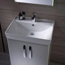 Tavistock Compass 600mm Freestanding Unit & Basin - Gloss White -Vanity Units Sales Store COMP FS GW D2 460