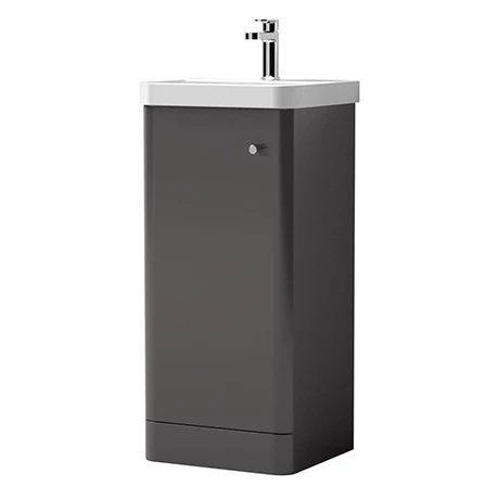 Cruze 400mm Curved Gloss Grey Vanity Unit 1 Cruze 400mm Curved Gloss Grey Vanity Unit