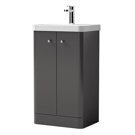 Cruze Curved Vanity Unit - 500mm - Gloss Grey 1 Cruze Curved Vanity Unit - 500mm - Gloss Grey
