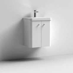 Cruze 500mm Curved Gloss White Wall Hung Vanity Unit -Vanity Units Sales Store CRZ5WHVW d4 460