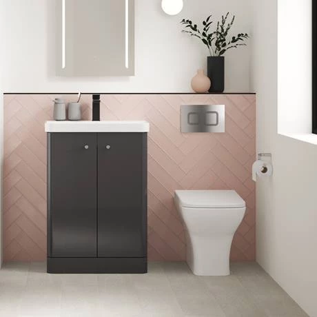 Cruze Curved Vanity Unit - 600mm - Gloss Grey 2 Cruze Curved Vanity Unit - 600mm - Gloss Grey - Image 2