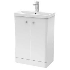 Cruze 600mm Curved Gloss White Vanity Unit