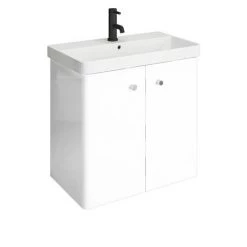 Cruze 600mm Curved Gloss White Wall Hung Vanity Unit -Vanity Units Sales Store CRZ6WHVW d2 460