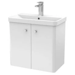 Cruze 600mm Curved Gloss White Wall Hung Vanity Unit -Vanity Units Sales Store CRZ6WHVW d5 460