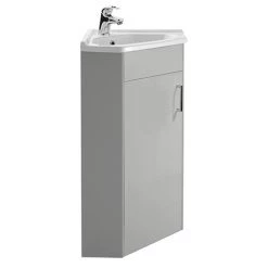 Cove Floor Mounted Corner Vanity Unit - Light Grey - 555mm with Chrome Handle