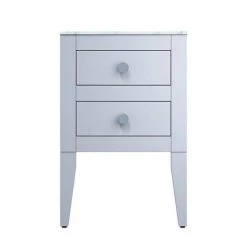 Crosswater Canvass Storm Grey Matt 485mm Double Drawer Unit with Carrara Marble Effect Worktop -Vanity Units Sales Store CV485WLSG D3 460
