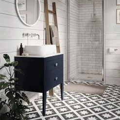 Crosswater Canvass Deep Indigo Blue 600mm Double Drawer Unit with Carrara Marble Effect Worktop 9 Crosswater Canvass Deep Indigo Blue 600mm Double Drawer Unit with Carrara Marble Effect Worktop -Vanity Units Sales Store CV600WLIB D4 460